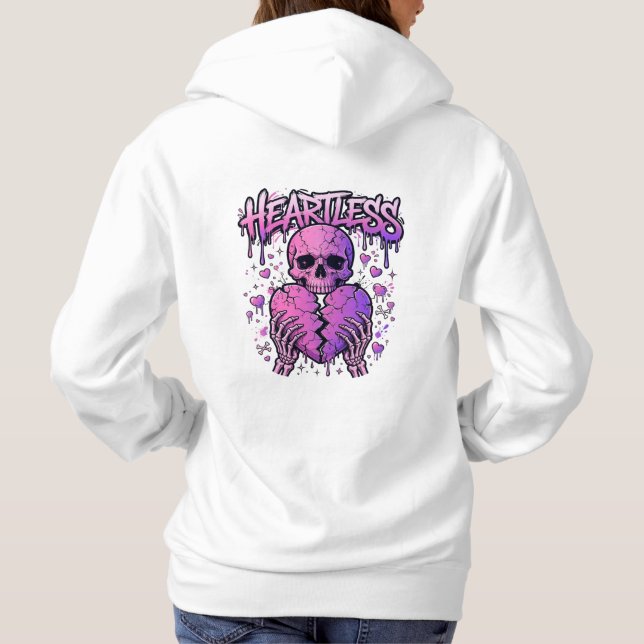 Sudadera con capucha de cráneo sin corazón roto -  (Reverso)