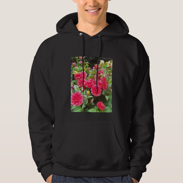 Sudadera con Capucha de Dahlias Rosa Intenso (Anverso)