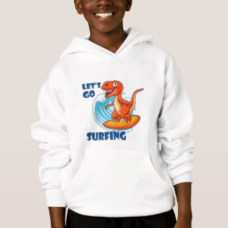 Sudadera con capucha de dinosaurio surfista blanco