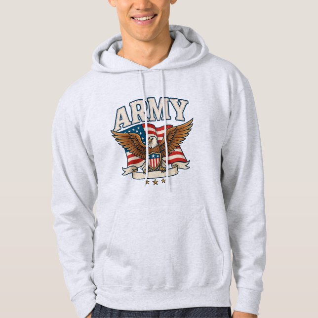 Sudadera con capucha de escudo de bandera del ejér (Anverso)
