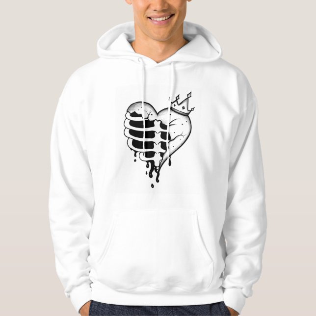 Sudadera con capucha de esqueleto de corazón roto  (Anverso)
