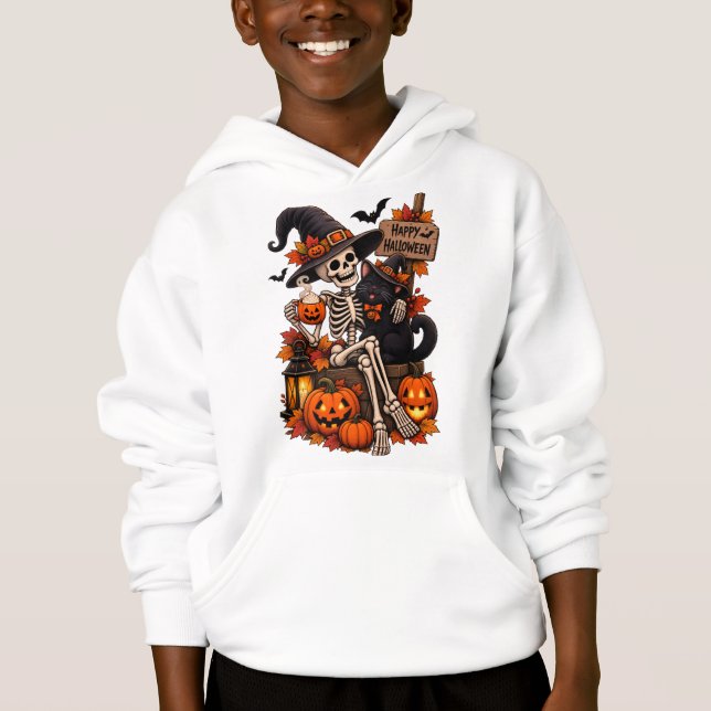 Sudadera con capucha de esqueleto de Halloween (Anverso)