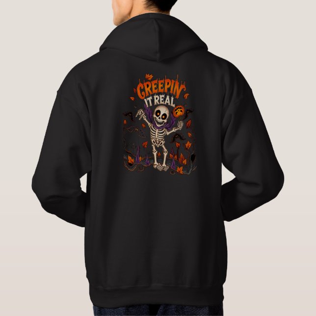 Sudadera con capucha de esqueleto espeluznante de  (Reverso)