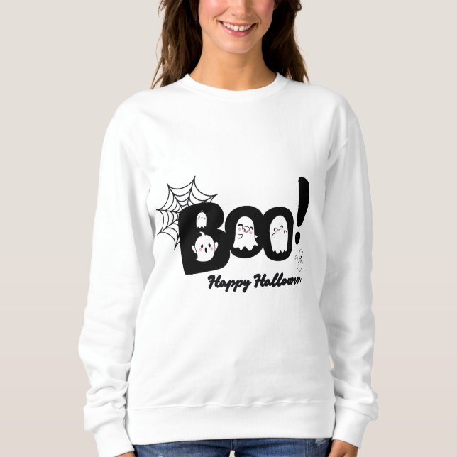 Sudadera con capucha de fantasma Boo de Halloween  (Anverso)