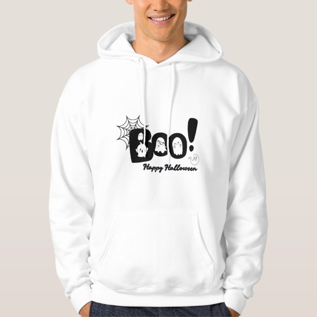 Sudadera con capucha de fantasma Boo de Halloween  (Anverso)