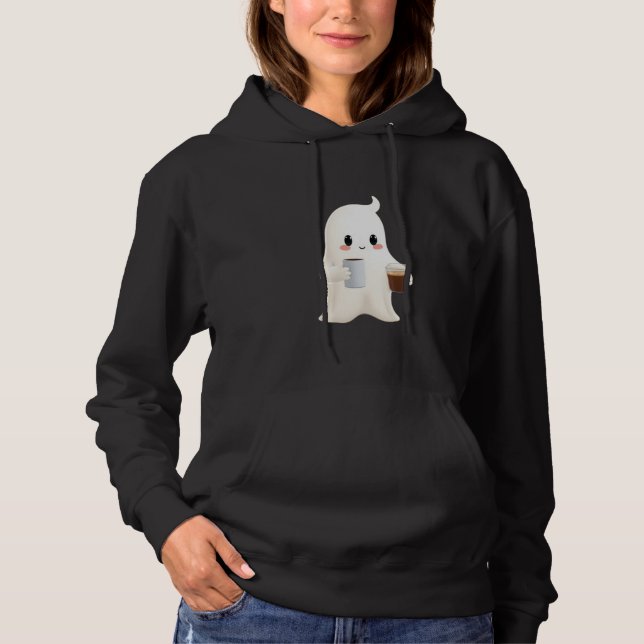 Sudadera con capucha de fantasma de café lindo par (Anverso)