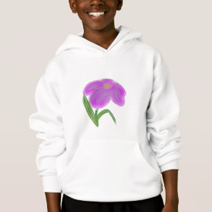 Sudadera con capucha de flores moradas suaves para