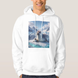Sudadera con capucha de foca y cría en el hielo pa