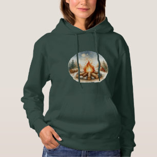 Sudadera con capucha de fogata en el bosque
