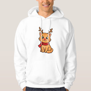 Sudadera con capucha de gatito reno lindo de Navid