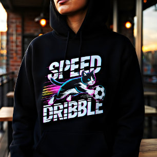 Sudadera con capucha de gato de fútbol juguetón pa