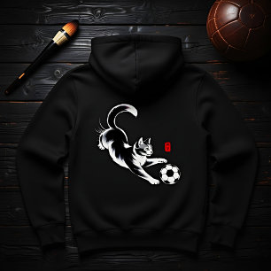 Sudadera con capucha de gato futbolero juguetón -