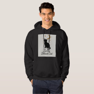 Sudadera con capucha de gato negro afortunado   Di