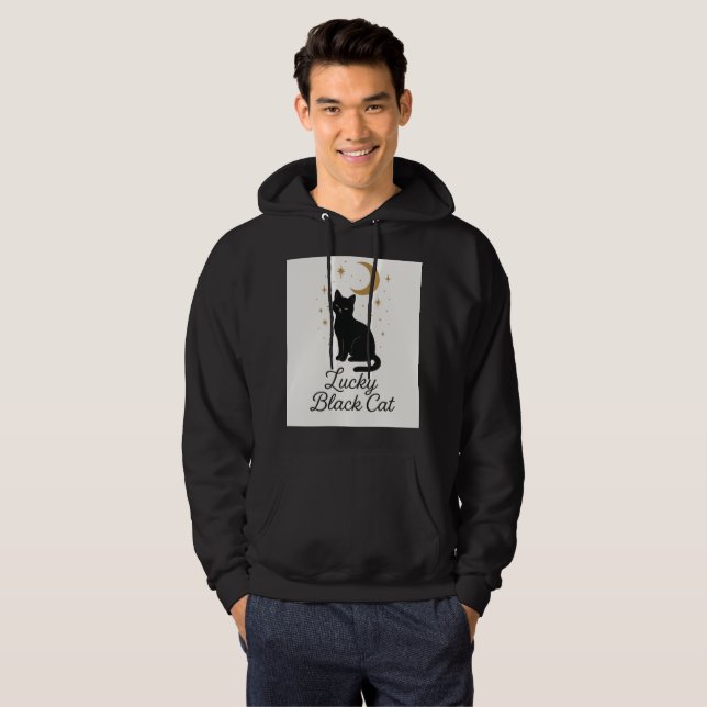 Sudadera con capucha de gato negro afortunado | Di (Anverso completo)