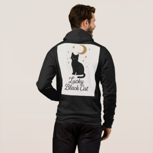 Sudadera con capucha de gato negro afortunado   Di