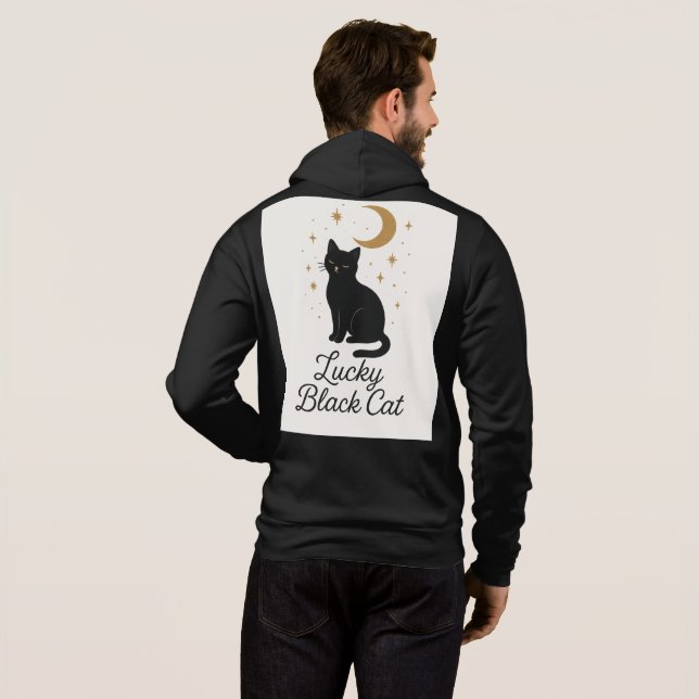 Sudadera con capucha de gato negro afortunado | Di (Reverso completo)