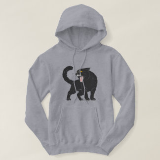 Sudadera con capucha de gato negro enojado