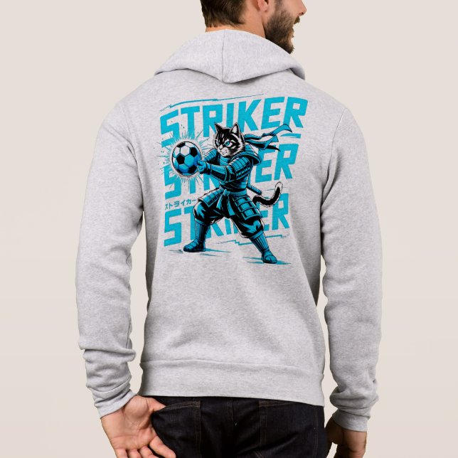 Sudadera con capucha de gato samurái cibernético e (Reverso)