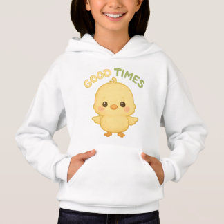 Sudadera con capucha de gráfico de pollito amarill