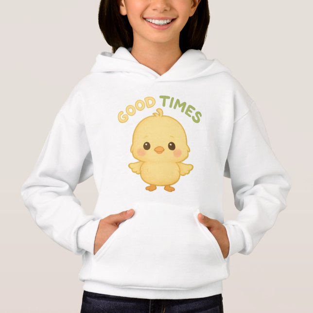 Sudadera con capucha de gráfico de pollito amarill (Anverso)