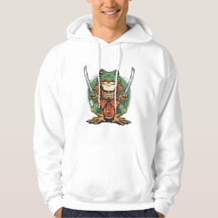 Sudadera con capucha de guerrero rana samurái adul