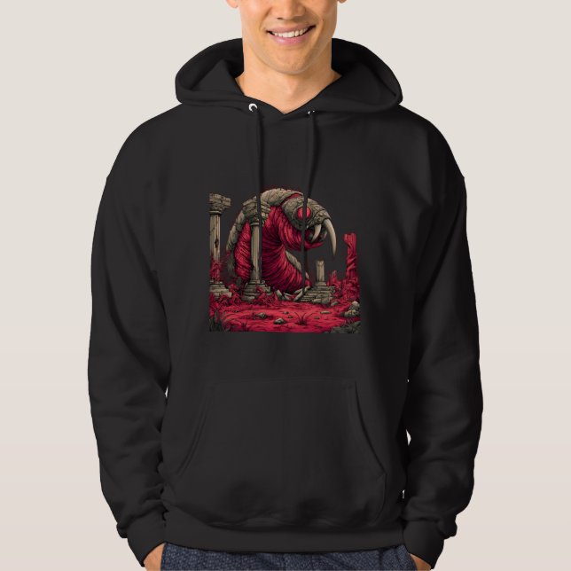 Sudadera con capucha de gusano alienígena rojo gig (Anverso)