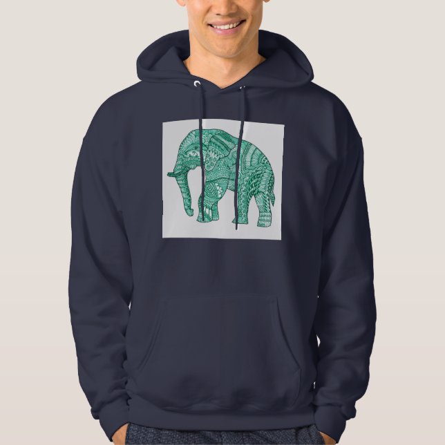 Sudadera con capucha de hombre con elefante Zentan (Anverso)