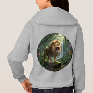 Sudadera con capucha de impresión de león para niñ