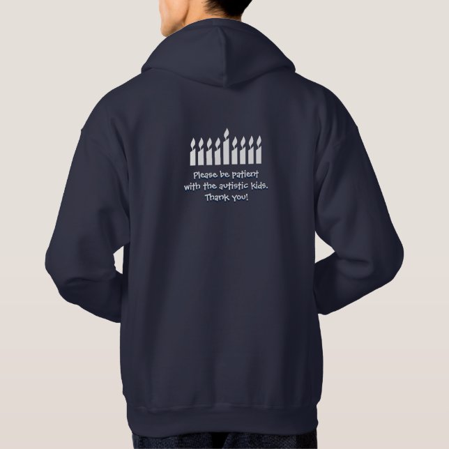 Sudadera con capucha de Jánuca del autismo - (Reverso)