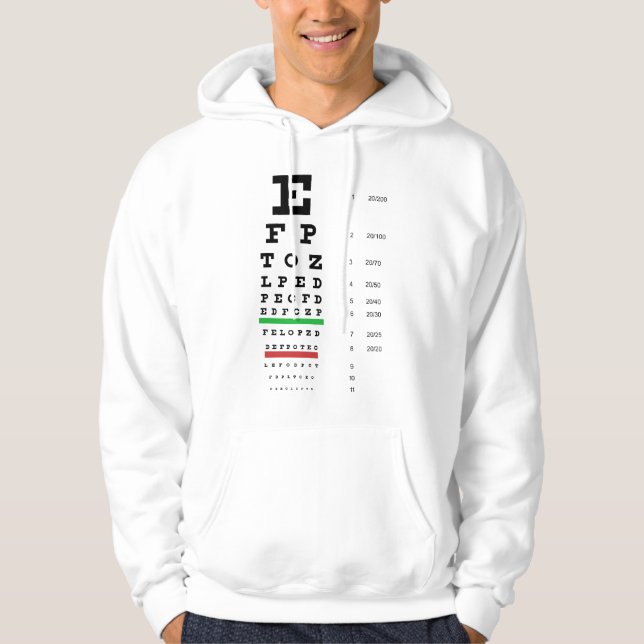 Sudadera con capucha de la carta de ojo de Snellen (Anverso)