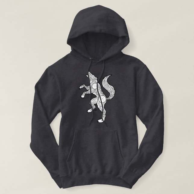 Sudadera con capucha de la heráldica del lobo (Diseño del anverso)