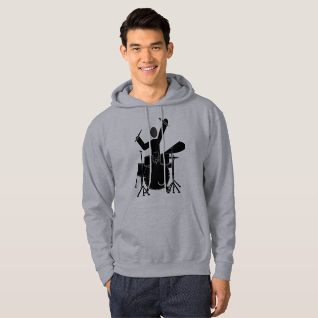 Sudadera con capucha de la silueta del batería (Anverso completo)
