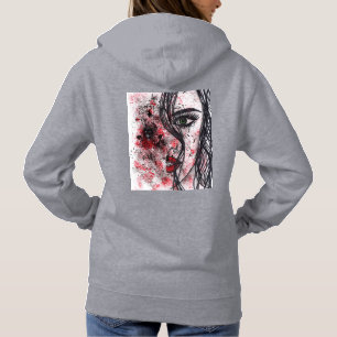 Sudadera con capucha de línea artística abstracta