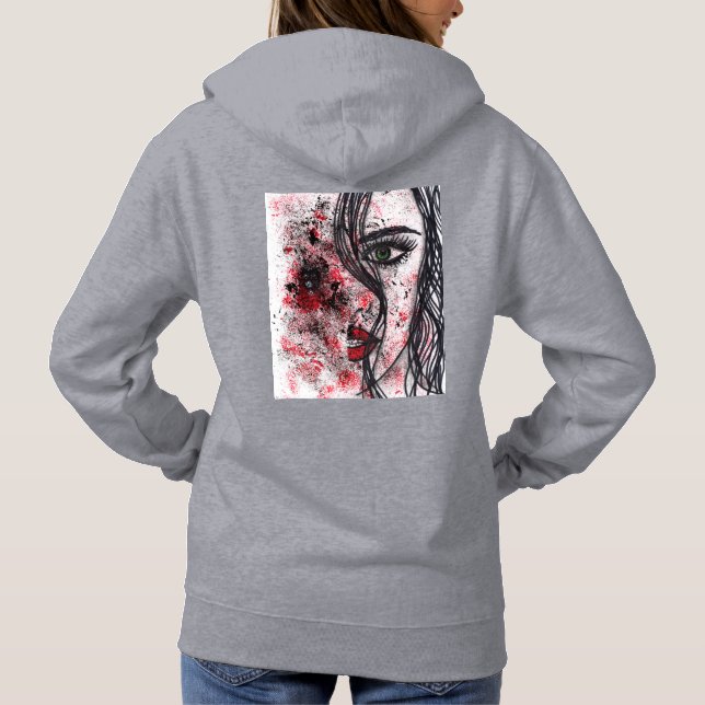 Sudadera con capucha de línea artística abstracta  (Reverso)