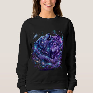 Sudadera con capucha de lobo de galaxia mística -