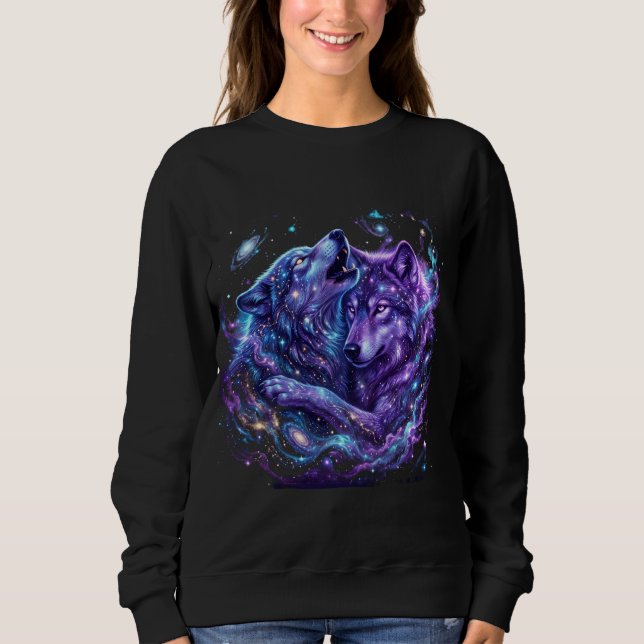 Sudadera con capucha de lobo de galaxia mística -  (Anverso)
