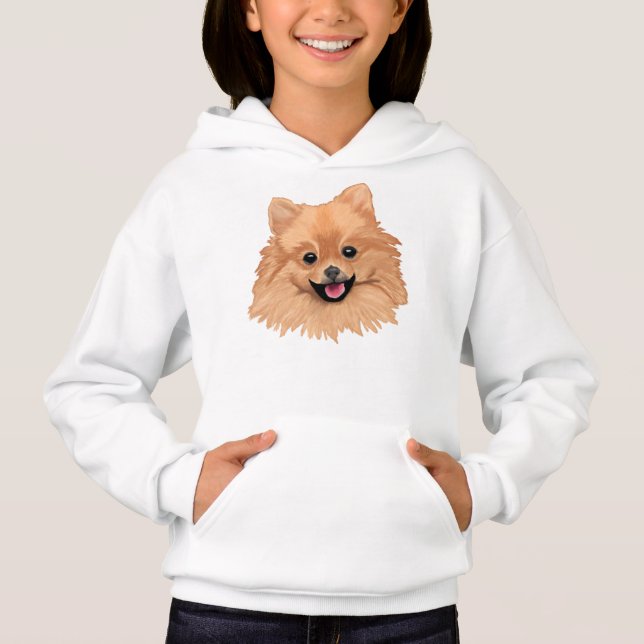 Sudadera con capucha de los chicas de Pomeranian (Anverso)
