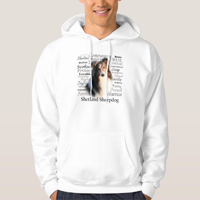 Sudadera con capucha de los rasgos de Sheltie (Anverso)