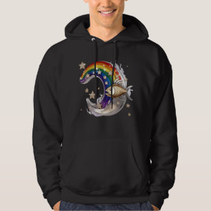 Sudadera con capucha de luna de pez de arcoíris de
