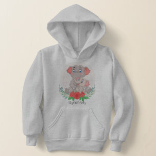 Sudadera con capucha de mamá y bebé elefante lindo