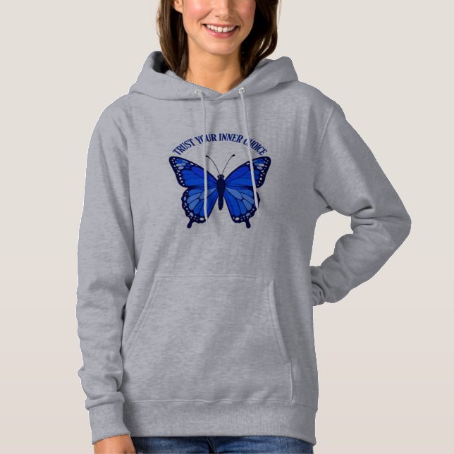Sudadera con capucha de mariposa azul 'Confía en t (Anverso)
