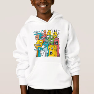 Sudadera con capucha de monstruos de garabatos div