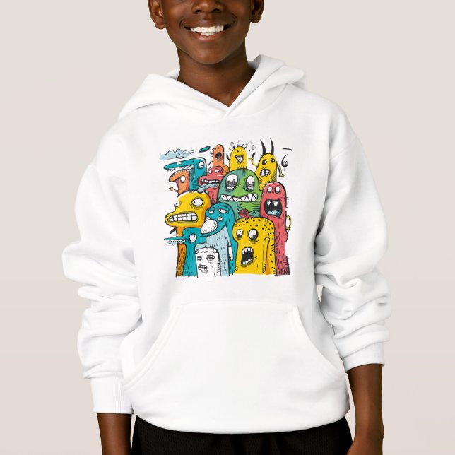 Sudadera con capucha de monstruos de garabatos div (Anverso)