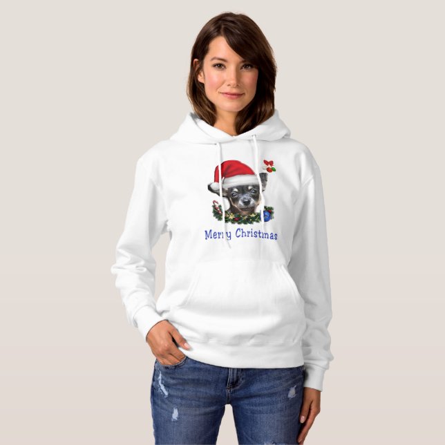 Sudadera con capucha de Navidad para Chihuahua (Anverso completo)