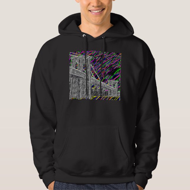 Sudadera con capucha de neón del puente de Nueva (Anverso)