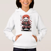 Sudadera con capucha de niña panda con oso samurái