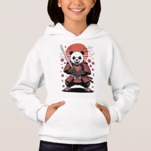 Sudadera con capucha de niña panda con oso samurái