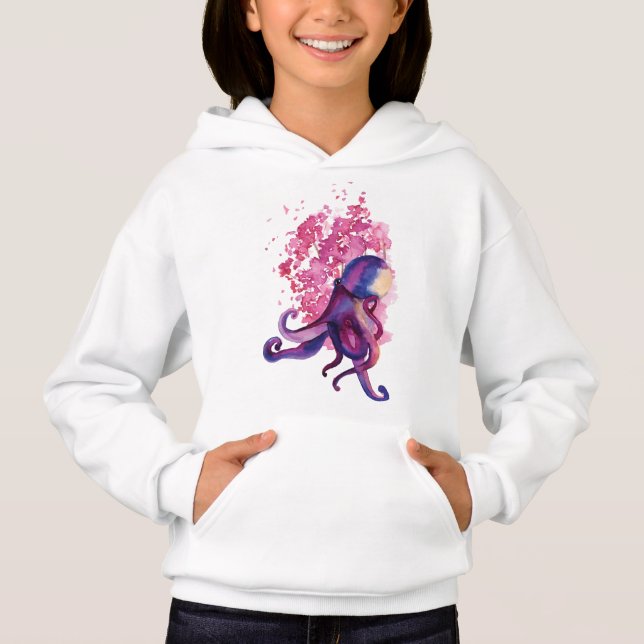 Sudadera con capucha de niña - Pulpo (Anverso)