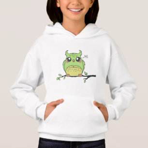 Sudadera con capucha de niñas de búho verde lindo 