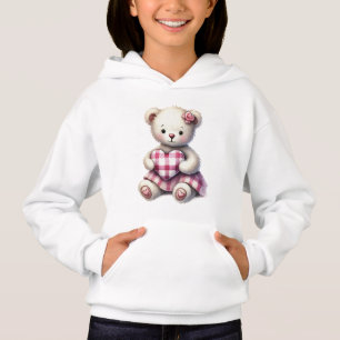 Sudadera con capucha de osito de peluche rosa para